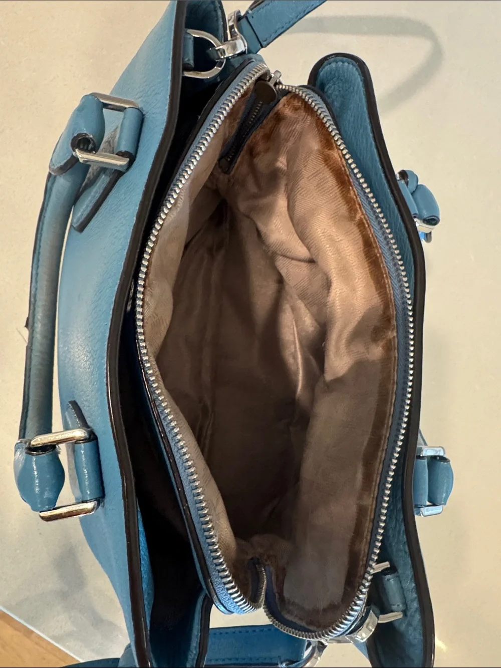 Michael Kors Blue Leather Purse with Removable Strap